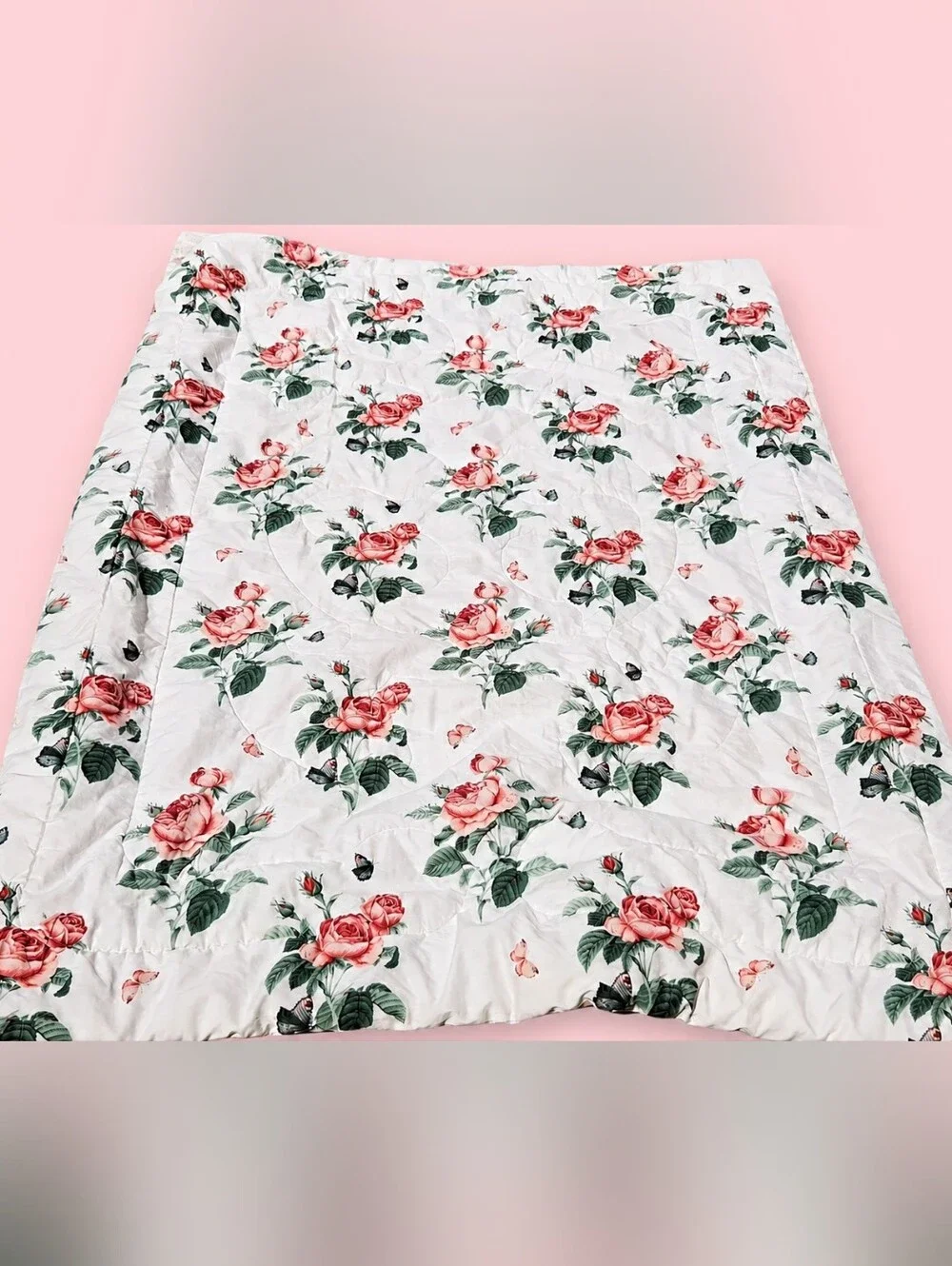 VTG WestPoint Stevens Twin Comforter Pink Roses Shabby Chic Floral Cottagecore